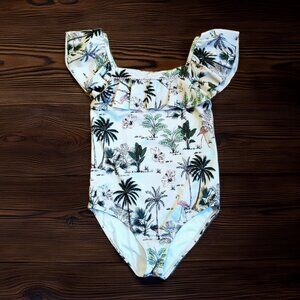NWOT Janie and Jack Tropical Flamingo Ruffle Swimsuit Size 10